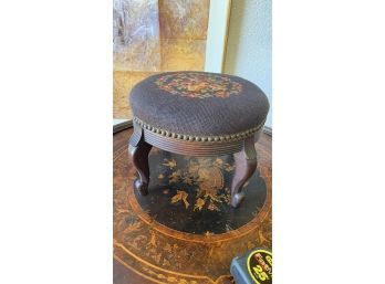 Colonial Furniture Co. Round Needlepoint Footstool