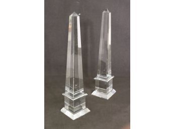 Pair Of Glass Obelisk