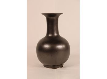 Pottery Black Vase -Unsigned