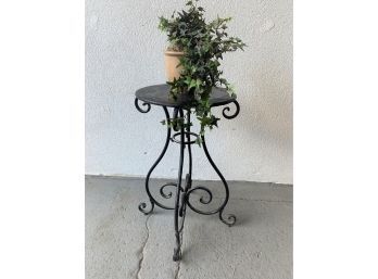 Wrought Iron Plant Stand Four Legged Pot Belly Scroll