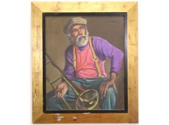 Original Portrait On Canvas: Most Thoughtful Trombonist