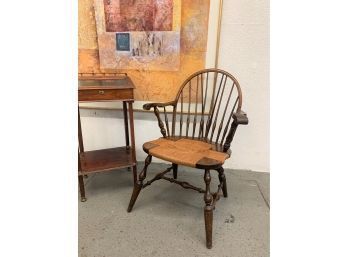 Rustic Rush Seat Windsor Arm Chair