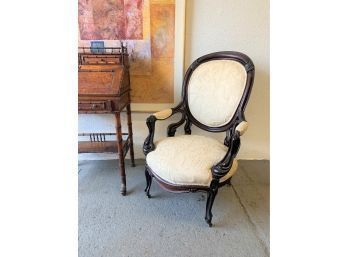 Victorian Parlor  Chair Sculpted Upholstery