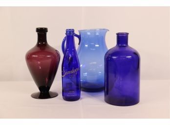 Group Lot Of Colored Glass Bottles