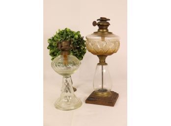 Compelling Pair Of Vintage Oil Lamps