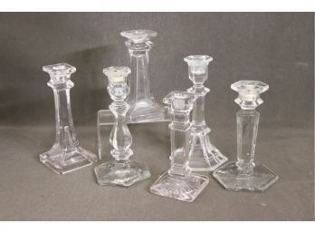 Group Lot Of Glass Candle Sticks