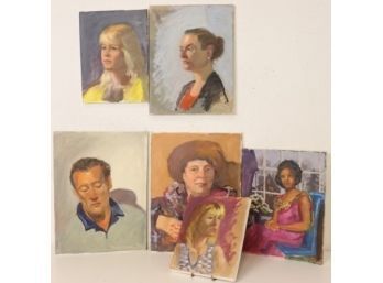 Group Of Six Original Portraits - Subjects In Thought Theme
