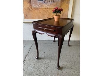 Mahogany Tea Table With Side Pull Outs. Queen Ann Style
