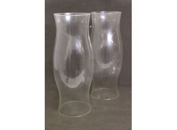 Pair Of Tall Open-ended Glass Hurricane Candle Shades