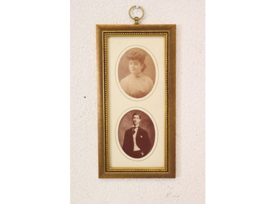 Framed Vintage Style Sepia Photo Portraits Diptych