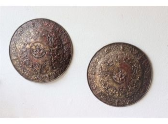 Pair Of Saxons Vs. Vikings Decorative Battle Scene Medallion Shields