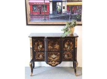 Ornate Louis Quinze Chinoiserie Style Small Chest Of Drawers
