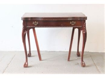 Vintage Mahogany Cabriole Leg Expandable Console Table - Ball And Claw Feet