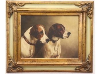 Elegant Frame With Hunting Hounds Decorative Painting Brondon Fine Art Oil COA#: BRO 025555