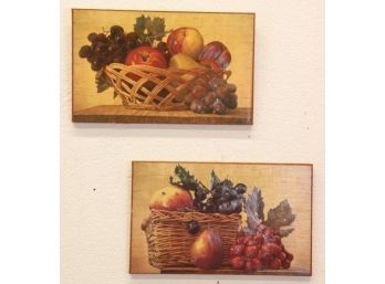 Pair Of Fruit Basket Still Lives On Burlap Gallery Wrap Frames