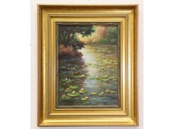 Regal Frame And Lily Pads On Canvas