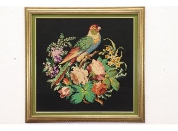 2 Of 2 Colorful Bird On Flowers Of Color Framed Needle Art