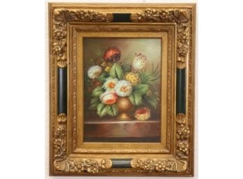 Ornate Gilt And Black Frame With Fulsome Floral Still Life