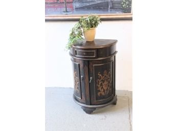 Georgian Style Demi-Lune Cabinet With Heraldic Stencil And Inlay