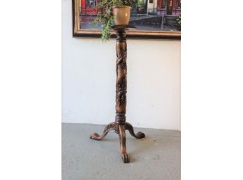 Art Nouveau Style Carved And Turned Twist Column Pedestal