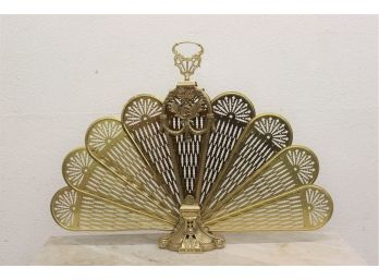 Hollywood Regency Style Peacock Fan Fireplace Screen, Decorative Reproduction