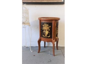 Marvelous Sigfried & Roy Revival Oval Side Table Cabinet - Great Inlay And Art Finish Craftsmanship