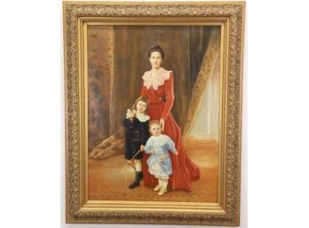 Queenly Frame Surrounds Fin De Siecle Family Portrait Signed Carson - Brondon Art Oil Painting COS#: 006291