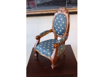 A Doll Chair - Wee Little Gothic Revival Shield Back Throne Arm Chair - Make Barbie And Ken Envious