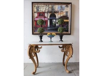 Liberace Revival Rococo Gilt And Marble Console Table