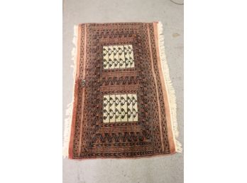 Artisan Signed Prayer Rug, Hand-knotted On Long Sides 47' X 28.5'
