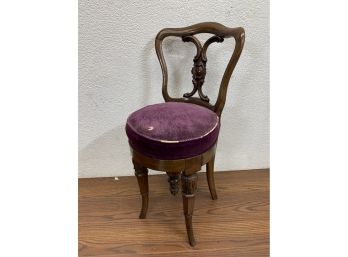 Butterfly Scroll Back Accent Chair With Round Violet Velvet Thick Cushy Seat