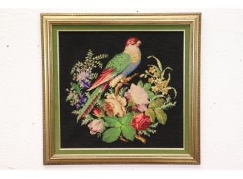 1 Of 2 Colorful Bird On Flowers Of Color Framed Needle Art