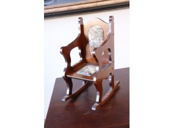 A Doll Rocker- Tiny  Wooden Rocking Chair - Toast Over Molar Silhouette (oh So Classic)