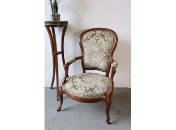 Mahogany Fauteuil En Cabriolet Parlor Chair - Ivy On Sage Tapestry Upholstery