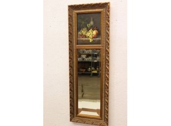 Trumeau Mirror With Still Life Atop Beveled Edge Mirror,  Gilt Style Frame
