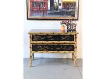 Alluring Japonais Bamboo And Painted Black Lacquer Bureau