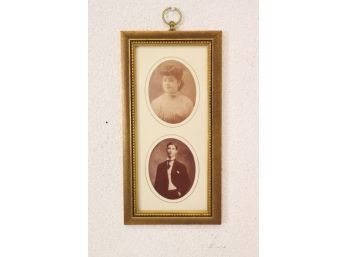 Framed Vintage Style Sepia Photo Portraits Diptych