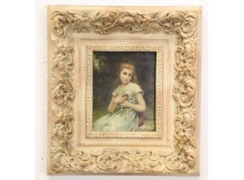 Fleur De Lis Frame With Decorative Portrait Signed Oil On Canvas, COA#: BRO 026469