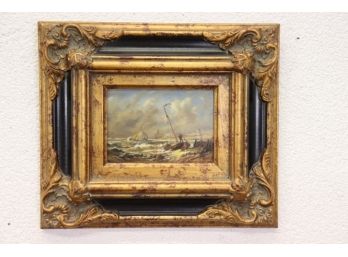 Tempestuous Seascape, Brondon Decorative Oil Painting In Grand Victorian Frame, Signed,  COA Verso