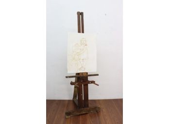Artist Used Vintage Wooden Adjustable Painting Easel