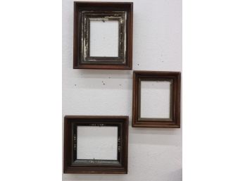 Three Vintage Frames, One With White Flower Inlay On Black Inner Frame