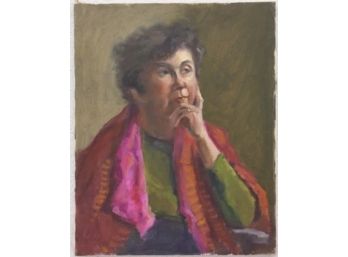 Colorful Seated Female Portrait, Original On Canvas