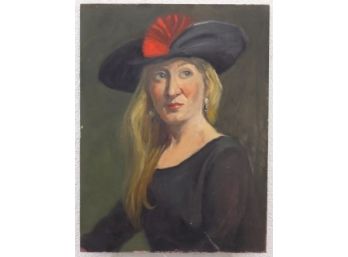 Meryl Streep & The Red Feather, Oil On Board