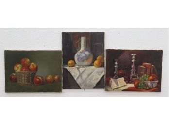 Three Small Alluringly Lush Works On Canvas, Including One Signed R. Bruton