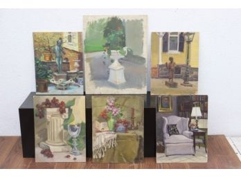 Half Dozen Original Works On Board:  In And Around The House And Garden