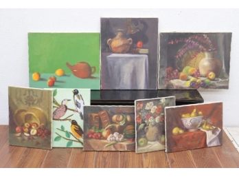Life's Rich Pageant Original Art Group Lot: Classically Styled Still Lifes On Canvas And BIRDS!