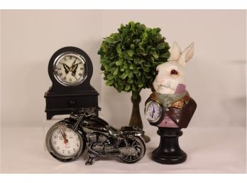 Butterfly, Bunny, And Harley-Davidson: Unique Trio Of Desk Clocks
