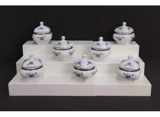 Group Of Seven (7) Porcelain Lidded Trinket Boxes For Perugina By Aurora  - Hand Painted In Firenze, Italia