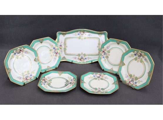 Happiest Plates Ever! Octagonal Noritake Porcelain Plates And Matching Ornate Serving Tray