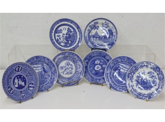 Eight Georgian And Traditions Series Reproduction Plates From The Spode Blue Room Collection